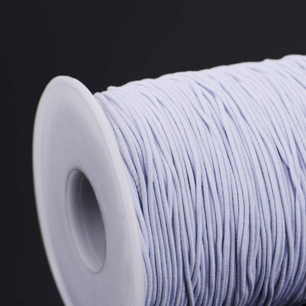 Rollo de 100m de hilo elástico redondo para máscara, pulsera de cristal, accesorios para fabricación de mascarillas, 1mm/2mm, negro y blanco