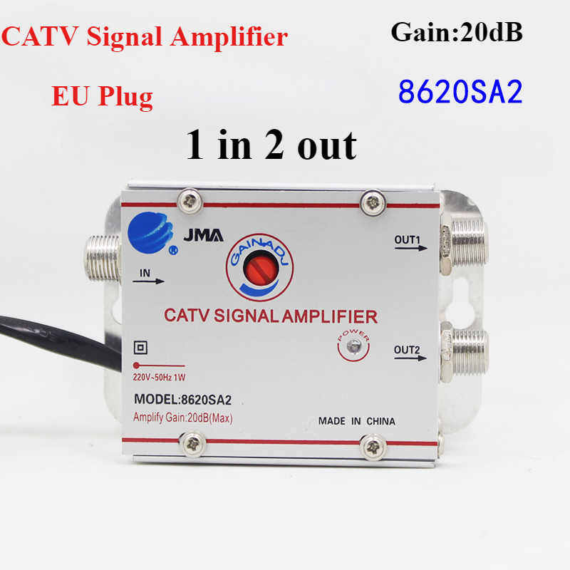 2/3/4/6/8 Way 20DB CATV TV Antenna Signal Amplifier Booster Splitter 8620SA2 8620SA3 for Digital TV Equipments EU Plug 220V: black