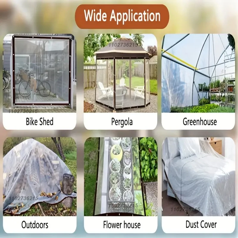 2x3m Transparent Plastic Gardening Shelter Film Waterproof Tarp Cloth for Terrace Succulents Insulation Tent Balcony Awnings