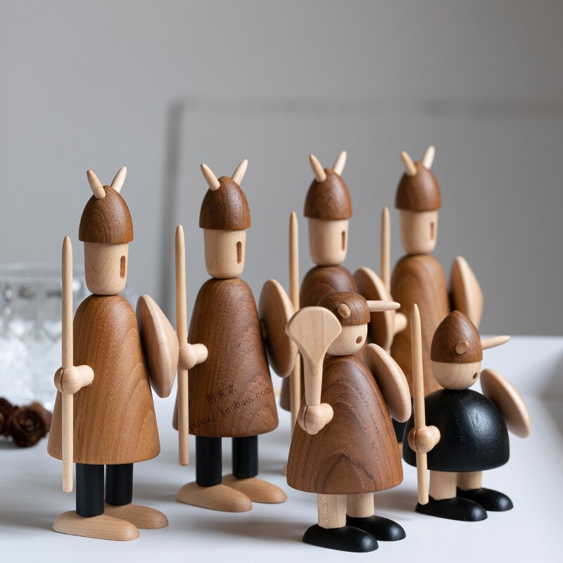 Wikinger soldat Holz Dekorative figuren Spielzeug Hause dekoration zubehör für wohnzimmer/nordisch Dekor auf sterben Regal/Innen