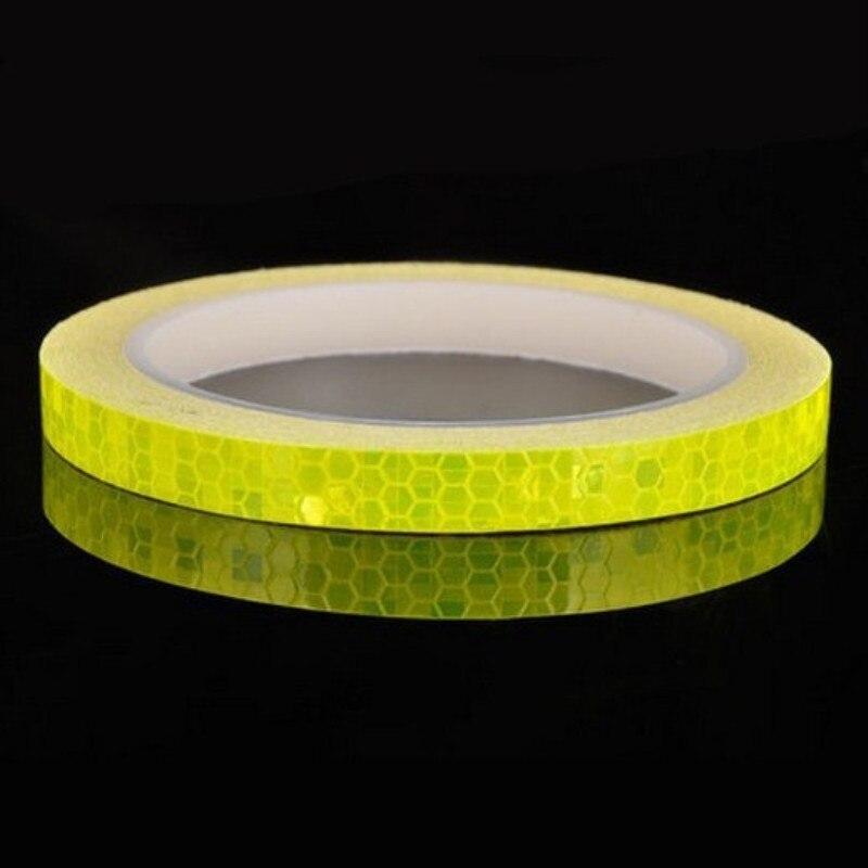 1cmx8m Bike Reflective Stickers Bicycle Adhesive Tape Roadway Safety Wheel Reflective Tape: Yellow