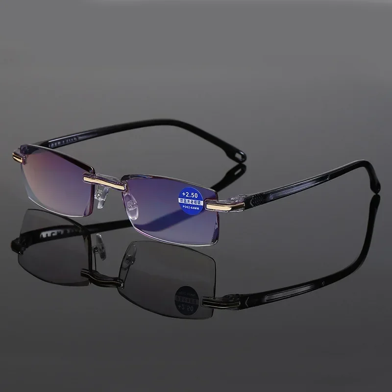 Reading Glasses Men Anti Blue Rays Presbyopia Goggles Women Vintage Rimless Eyewear Diopter +1.0 1.5 2.0 2.5 3.0 3.5 4.0