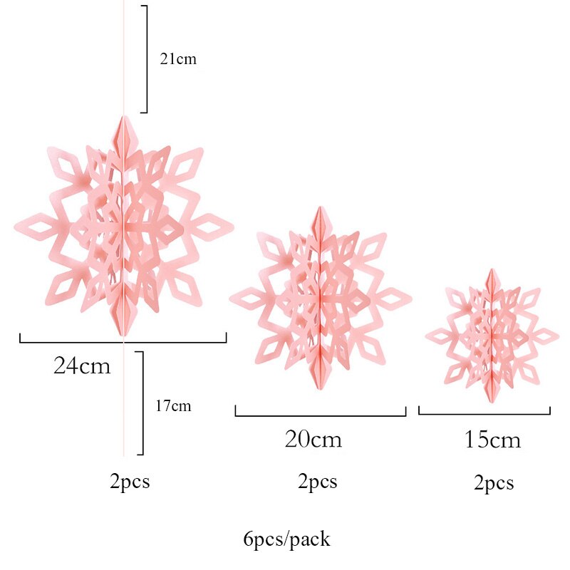 6 stks/set Winter Sneeuwvlok Opknoping Ornamenten Meerdere Kleur Sneeuwvlok Vorm Papier Guirlande Jaar Christmas Party Decoratie