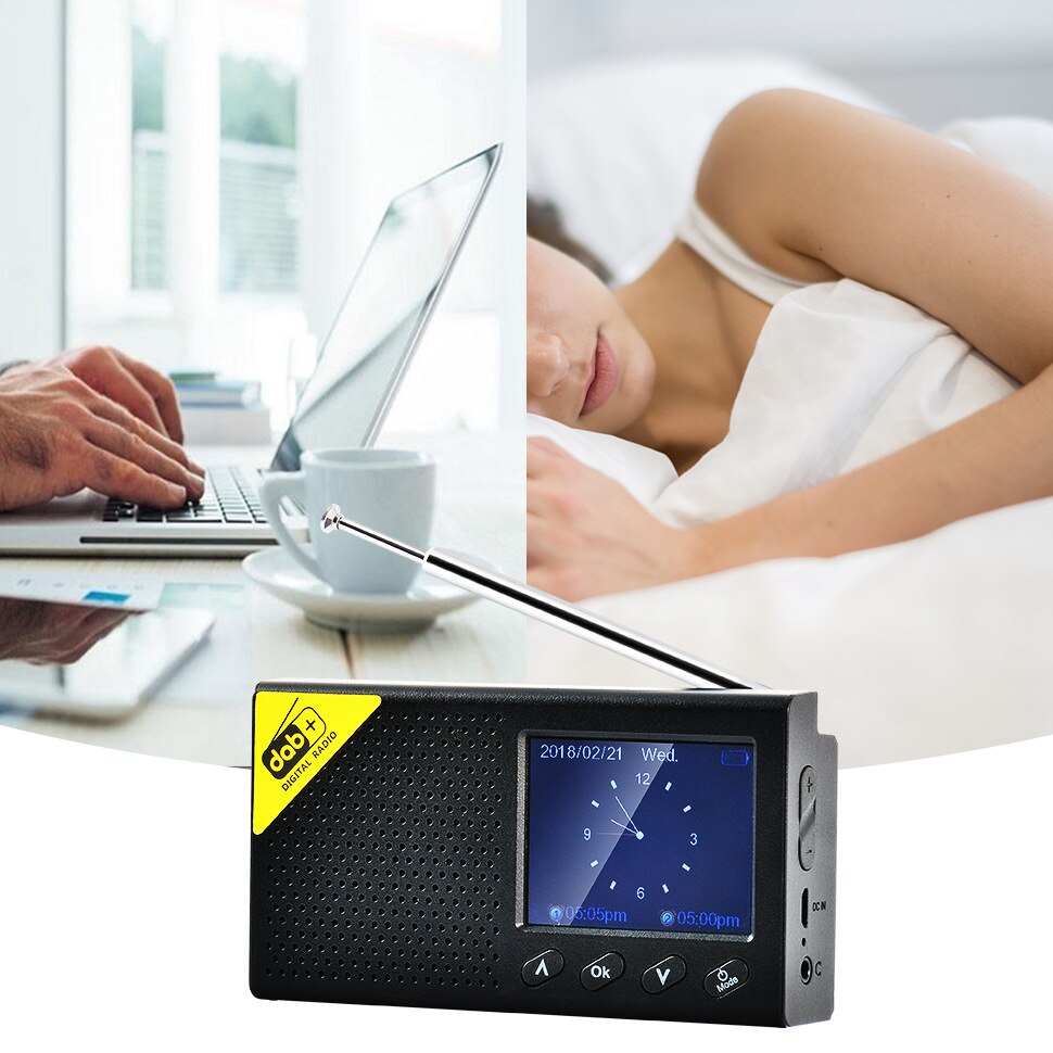 DAB / DAB+ Digital Radio Portable Home with FM 2.4 Inch Screen Time Display Rechargeable Battery Bluetooth-compatible Speaker