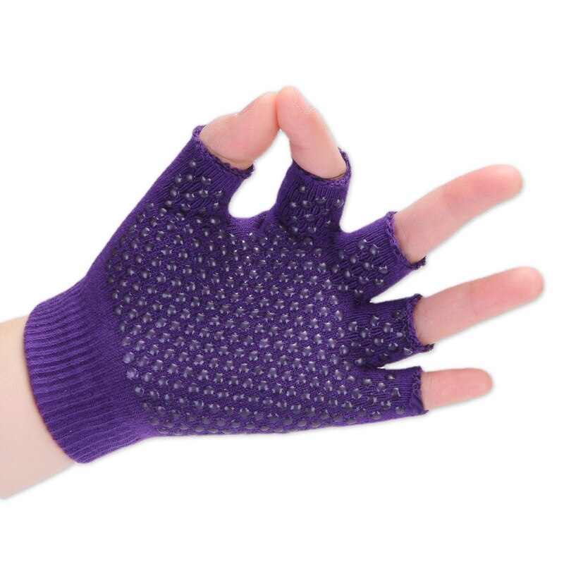 Guantes antideslizantes para Yoga, Pilates, agarre sin dedos de silicona para entrenamiento y entrenamientos: Purple