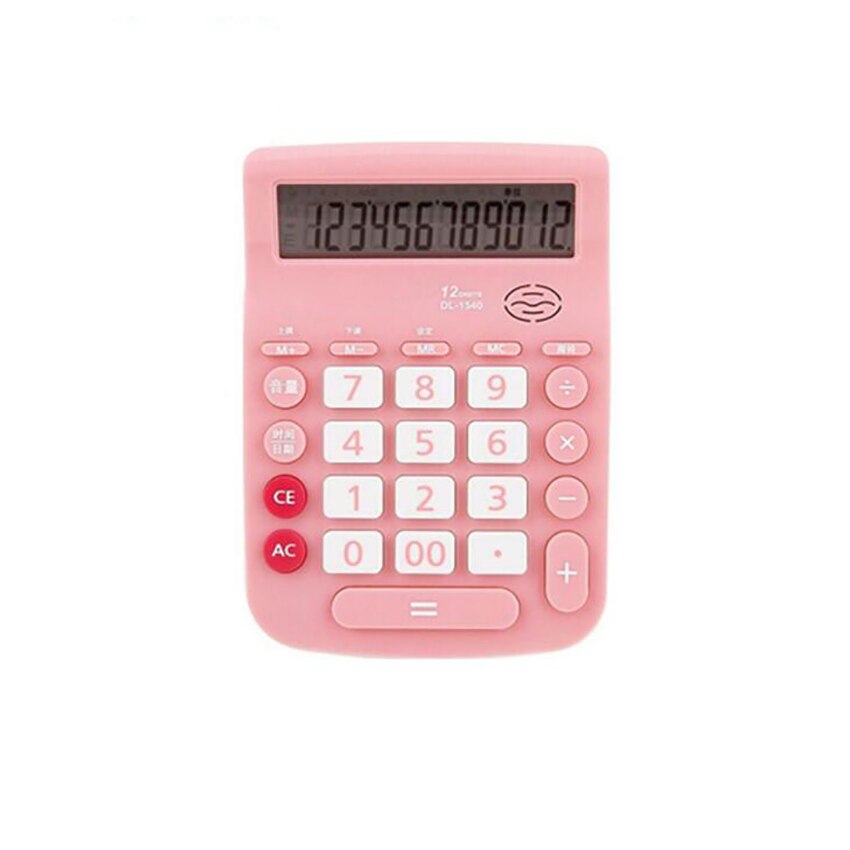 Basic Calculator with Voice Report, 12 Digits Pocket Standard Function Desktop Calculator, Electric Digital Smart Calculator: Pink