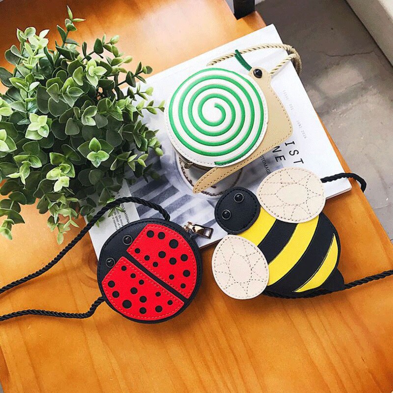 Cartoon Little Baby Girls Boys Messenger Bags Ladybug Mini Shoulder Bag Crossbody Kids Children PU Leather Purse Pouch Handbags