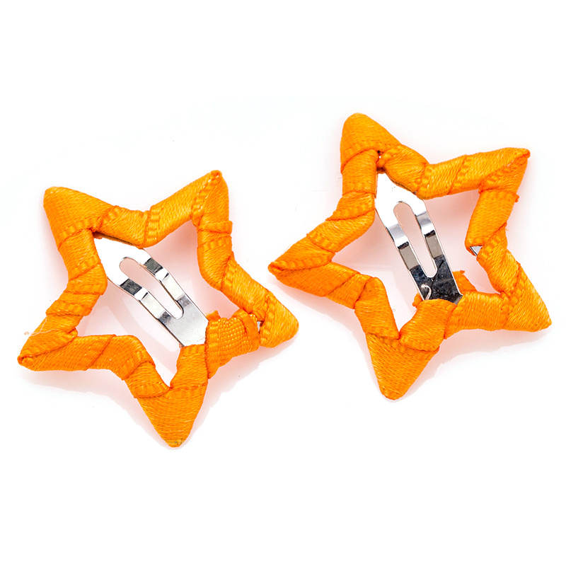 2/10 pçs estrela bebê hairpin gorgorão mini estrela grampo de cabelo meninas doce pano barrettes bonito headwear criança acessórios ferramentas estilo: Orange