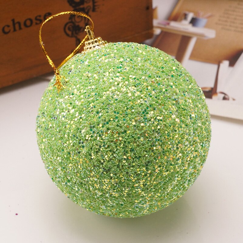 8cm Foam Balls Christmas Ornaments Ball Glitter Hang Balls Xmas Decorations Hanging Tree Pendants Year Party Ornament Decor: D