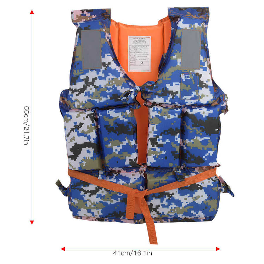 Adult Life Vest Swimming Floating Life Jacket Surfing Boating Buoyancy Vest Aid Swimming Life Jacket Blue and Camouflage
