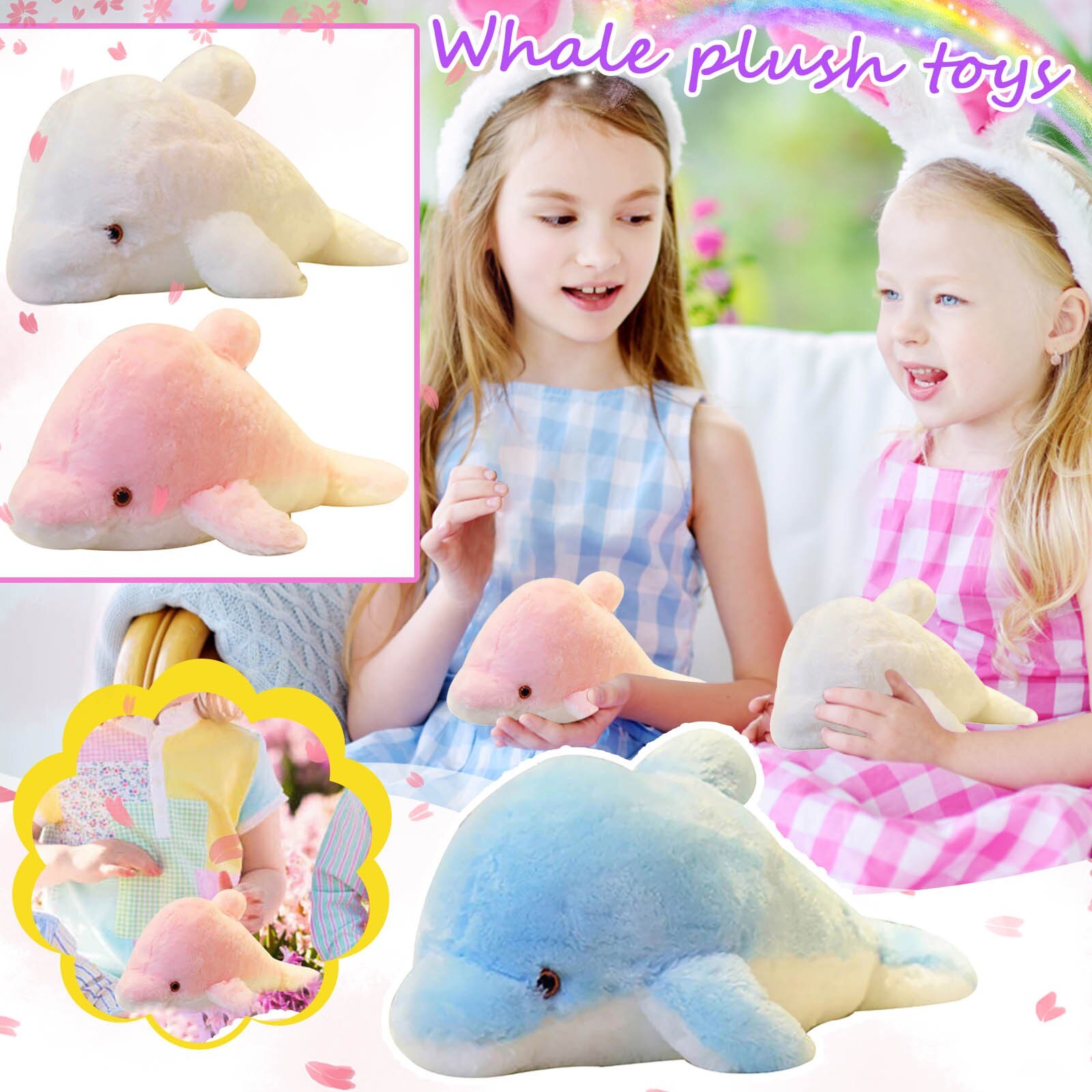 32Cm Leuke Creatieve Lichtgevende Knuffel Dolfijn Pop Glowing Led Licht Dier Speelgoed Kleurrijke Pop Kussen Kinderen mooie