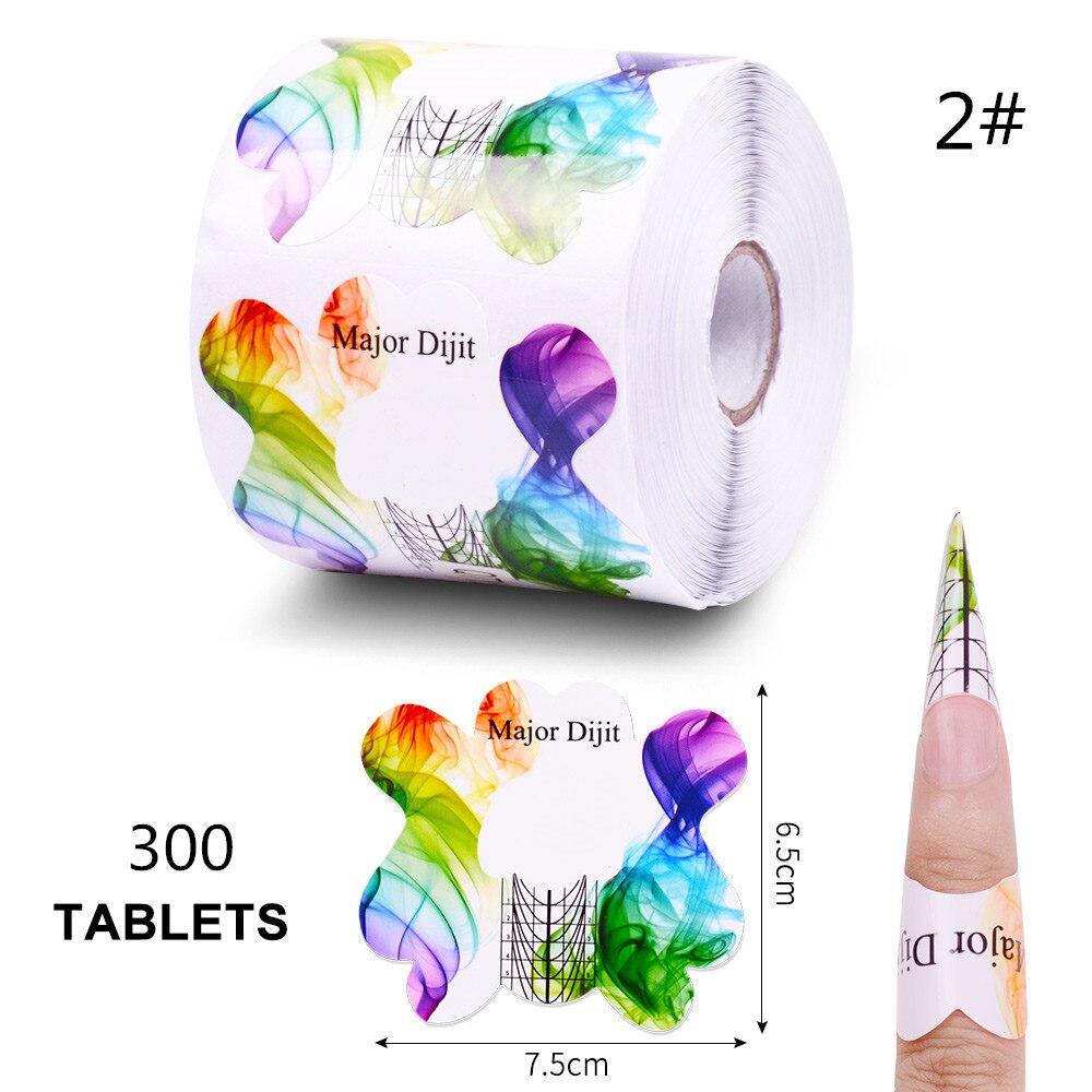 Nail Sticker 300/500Pcs Franse Tips Nail Forms Gel Polish Uitbreiding Formulieren Acryl Tips Nail Art Decoratie Diy nail Gel Curl Voor: 2