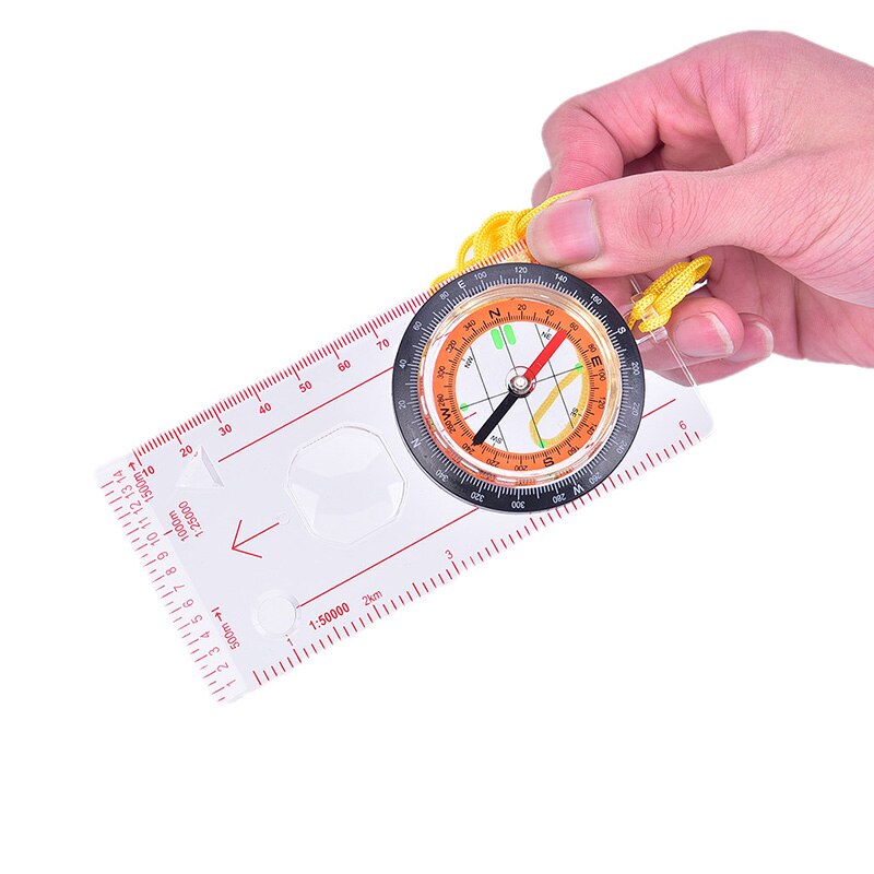 Règle de Camping de randonnée Portable en plein air, loupe de carte, boussole remplie de liquide