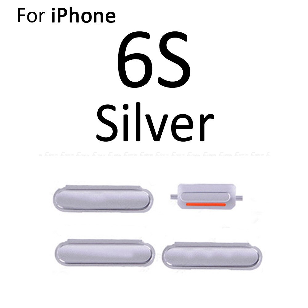 Gran venta botón lateral 4 en 1 para iPhone 6 6S Plus interruptor de volumen de bloqueo de encendido y apagado Botón de tecla silenciosa conjunto completo: For iPhone 6S Silver