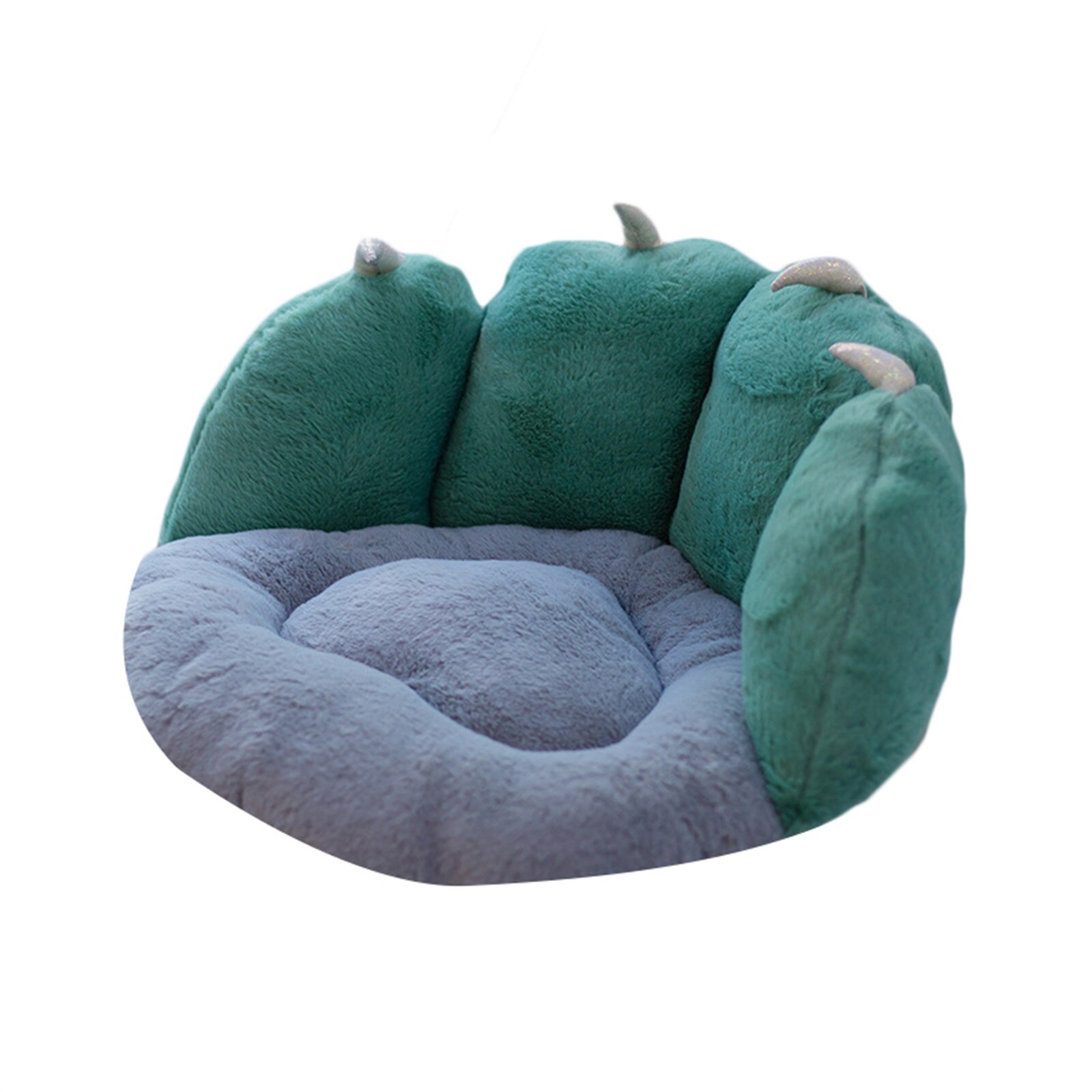 Śliczne siedzisko poduszka łapa kota kształt siedzisko poduszka podparcie pleców przytulne ogrzewane siedzienie poduszka dekoracje podkładki na dywan biuro poduszka na krzesło: zielony