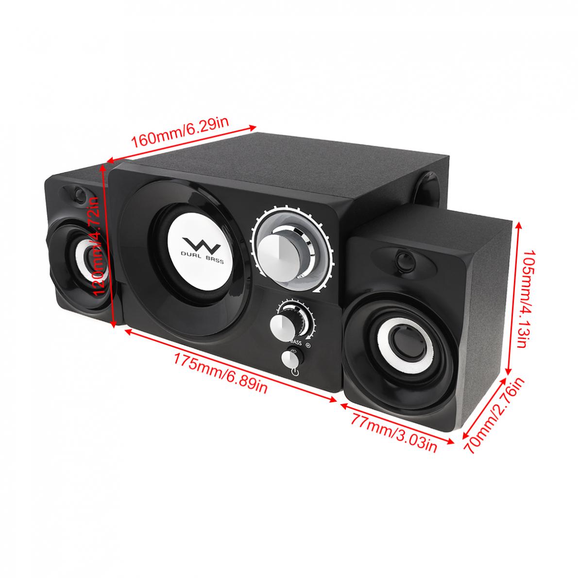 SADA – Mini caisson de basses en bois noir 3W 2.1, haut-parleur de musique Portable USB pour ordinateur de bureau/TV/PC / Smartphone