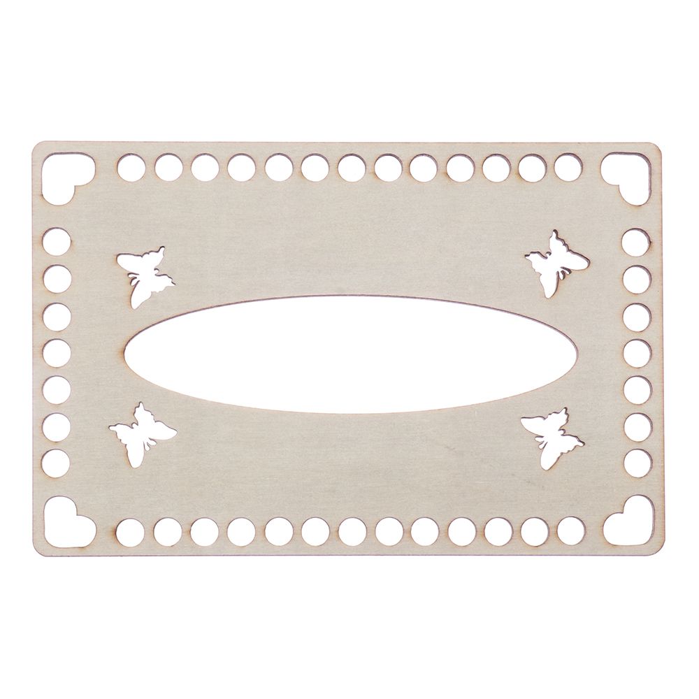 2Pcs/set Natural Wooden Basket Bottom Crochet Basket Bottom Embroidery Floss Organizer Hollow Crochet Basket Base DIY Craft: Rectangle 02