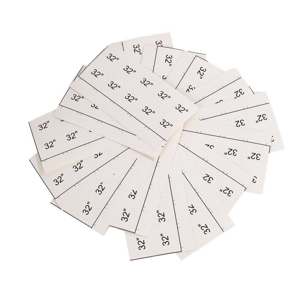 Wig Size Sticker Virgin Hair number size length stickers, 10"/32" round circle hair extension length in inch printing pap