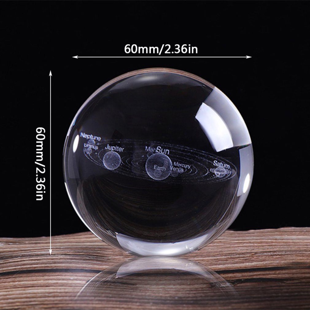 3D Sistema Solare Sfera di Cristallo Pianeti Sfera di Vetro Inciso a laser Globo Modello in Miniatura Complementi Arredo Casa Astronomia Regalo Ornamento