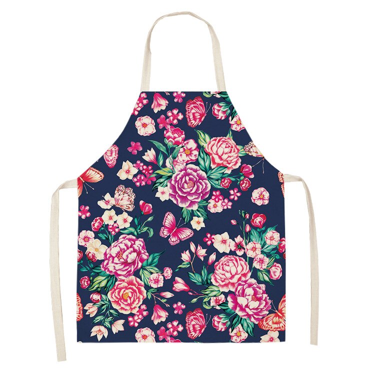 Karikatur Schmetterling Schürze Gedruckt Küche Schürzen für Frauen Baumwolle Leinen Hause Kochen Backen Taille Lätzchen Schürze Reinigung Werkzeuge: A8 / 68x55cm