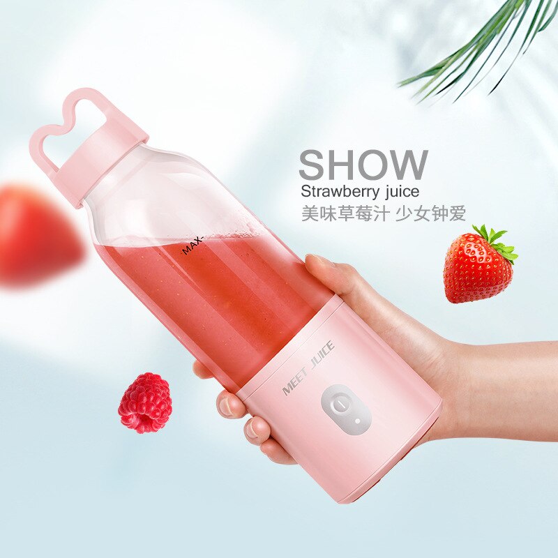 500 Ml Elektrische Draagbare Fruit Groente Juicer Oplaadbare Smoothie Maker Blender Usb Wireless Home Mini Sap Cup: red