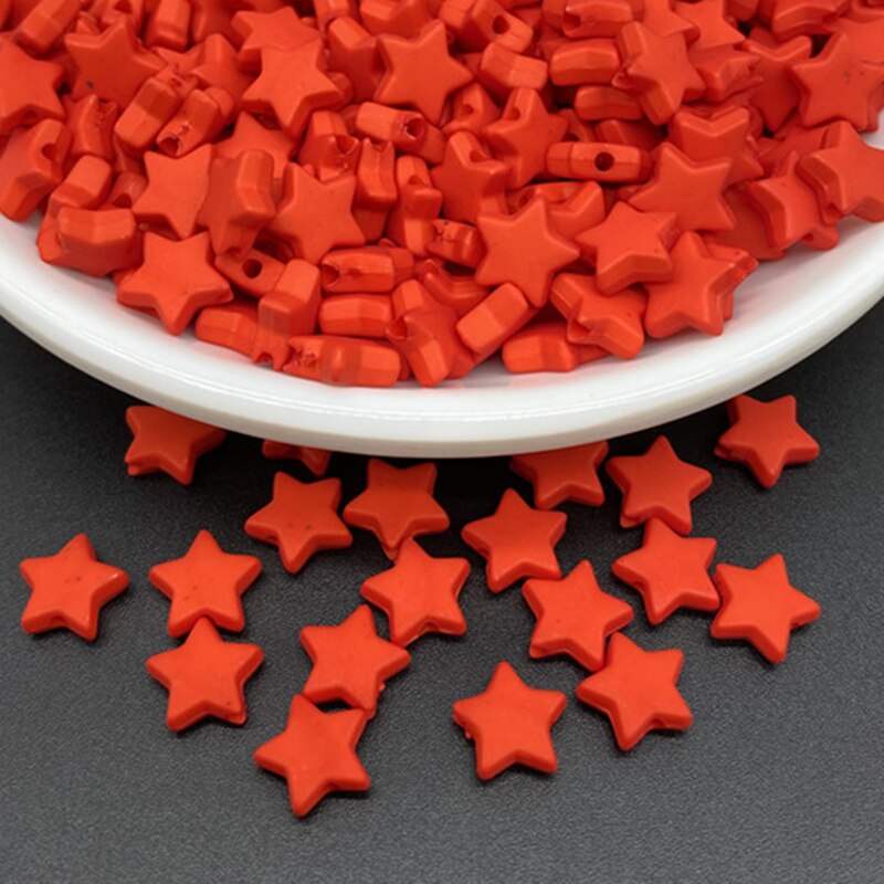100 unids/lote 9mm cuentas acrílicas con forma de estrella de Color puro espaciador suelto para hacer joyería colgante collar pulsera hecha a mano DIY: Azul cielo