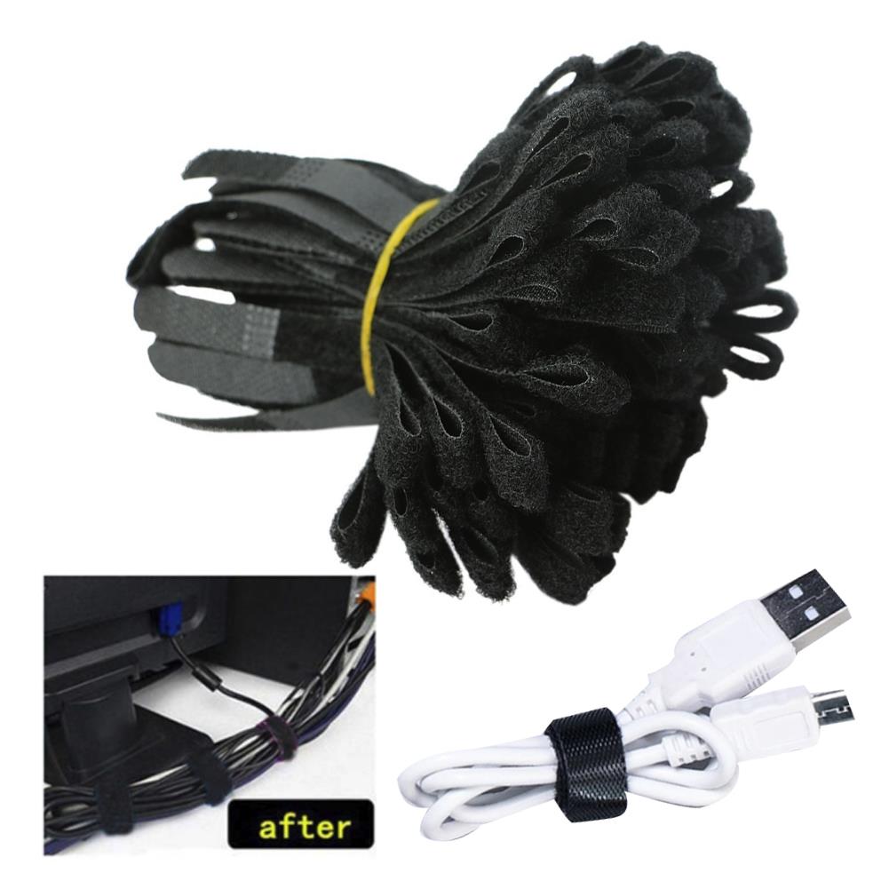 Random Color Ties Hook Eyelet Hole Cables Loop Cable Tie Hook Loop Sticky Straps Nylon Cable 100pcs Management Tool Wire