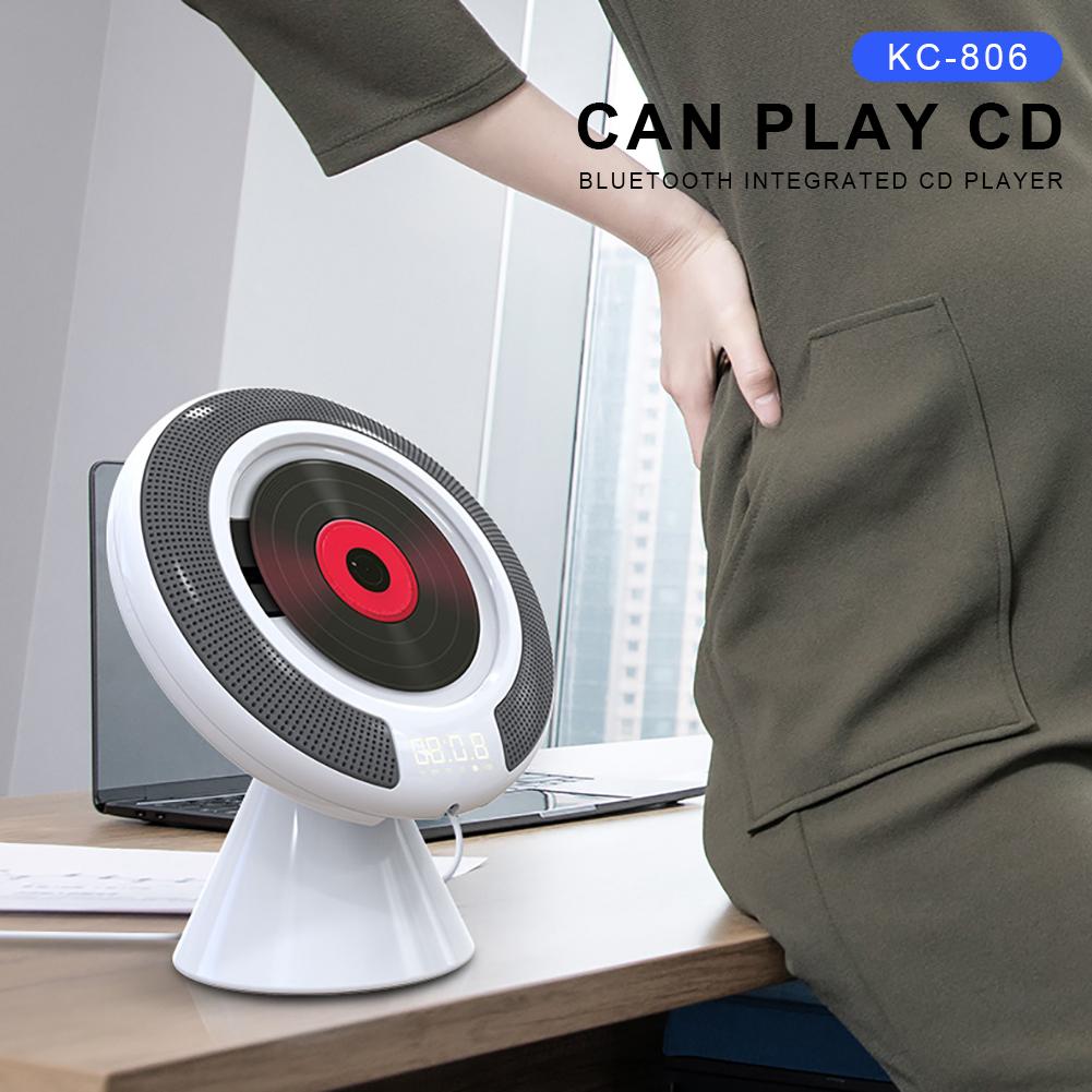 KC-806 Portable CD Player With Bluetooth Wall Mountable FM Radio Built-In HiFi Speakers With Remote Control Headphone Jack