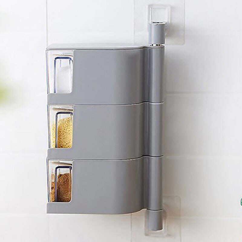4th Floor Clear Acrylic Rotatable Kitchen Spice Storage Container Rack Wall Plastic Set Spice Jar For Spice Seasoning Box