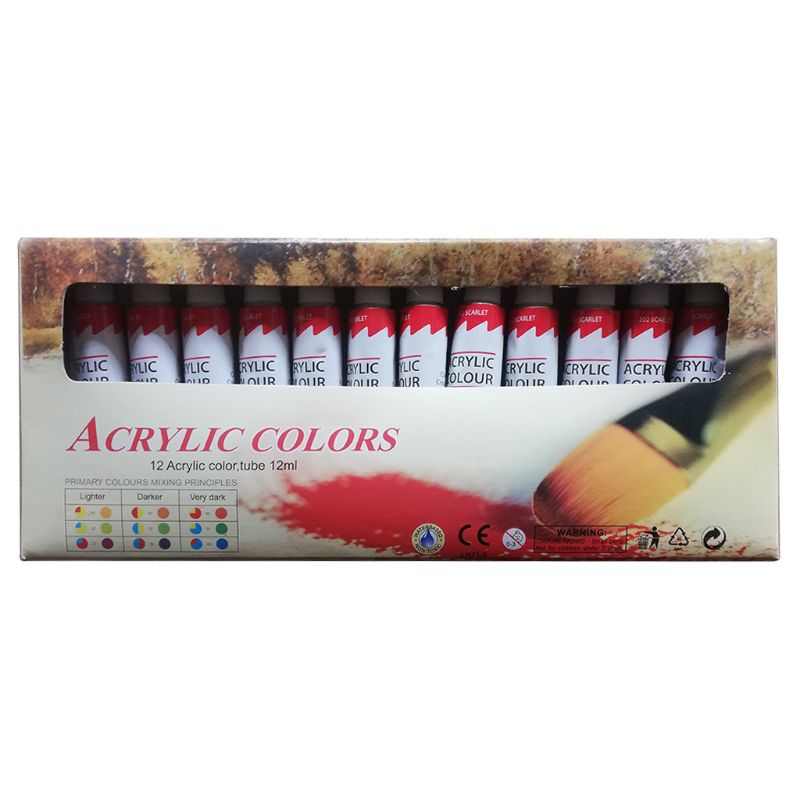 12 Colors 12ML Tube Acrylic Paint set Art Painting Drawing Tools For Kids DIY Water-resistant: Default Title