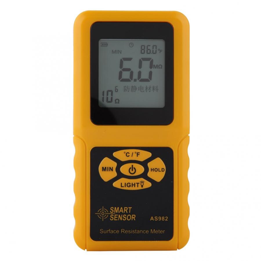 SMART SENSOR LCD Display Surface Resistance Meter Handheld Earth Resistance Tester AS982