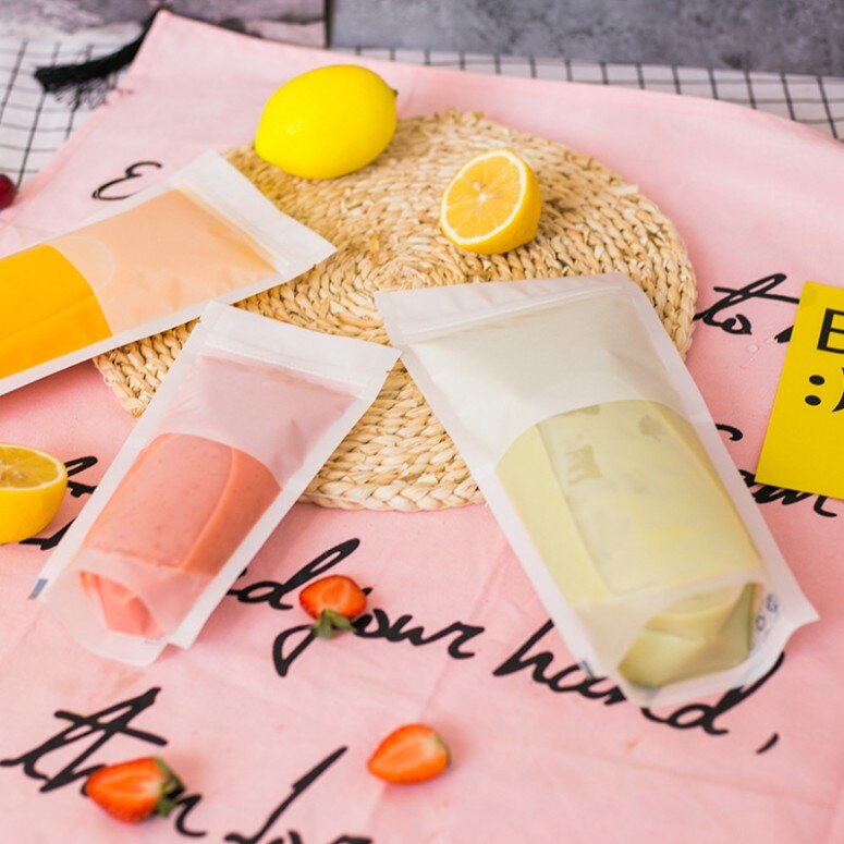 50pcs/lot Transparent Self-sealed Plastic Beverage Bag Drink Container Drinking Bag Fruit Juice Food Storage Bag