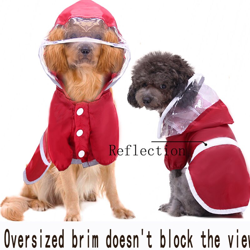 Borgogna Impermeabile Del canna Della Maglia Interno Riflettente di Sicurezza nel Buio Impermeabile con Cappuccio Impermeabile Cappotto di Pioggia Giacca per Grandi Cani husky L