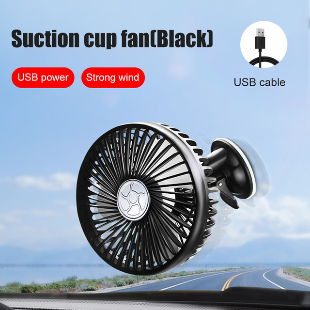 Ventilateur double tête de voiture 12V/24V, 3 vitesses réglables pour sièges avant et arrière, faible bruit, accessoires de voiture: 02