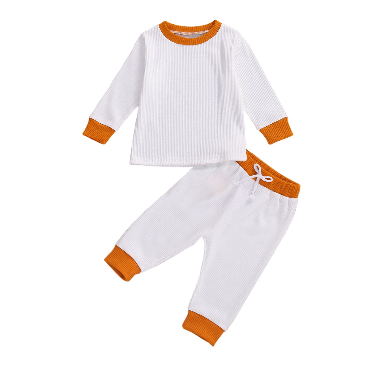 0-24m nyfödda höstkläder baby flickor pojkar kläder set solid långärmad t-shirt och byxor 2 st höstkläder: C / 6m