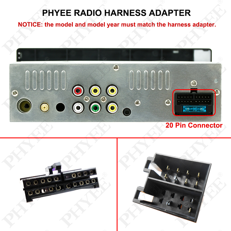 20 Pin to ISO Harness Adapter 20P Plug ISO Cable Connector Wiring Universal Accessory Wires for DIN Retractable Screen Car Radio