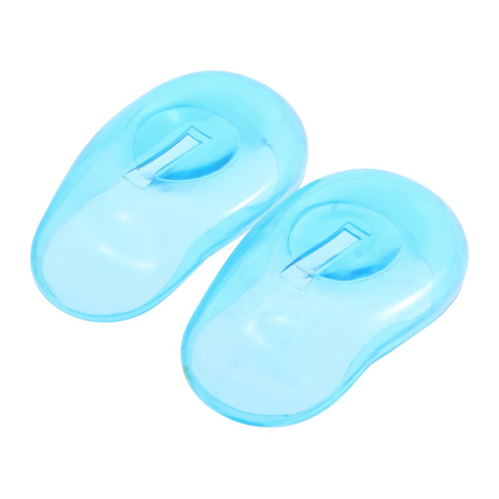 2 stuks universele, doorzichtige siliconen oorkapjes voor haarverf, beschermen de salonkleur blauw en beschermen de oren tegen de kleurstof.: Default Title