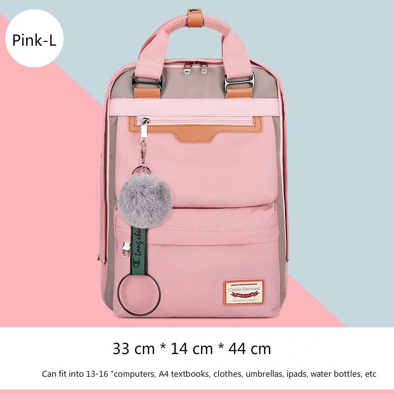 Travel Shoulder Backpacks Children Schoolbags Women Bag Waterproof Nylon Kids Backpack Girls For Middle School Students: Pink-L