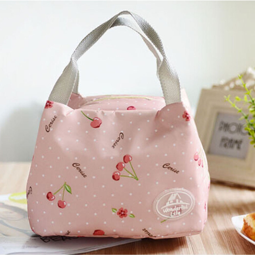 Functional Pattern Cooler Lunch Box Portable Insulated Canvas Bento Bag Women Kids Thermal Food Picnic Fruit Milk Lunch Bags