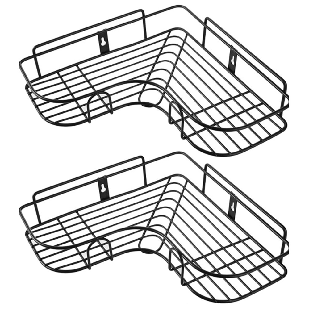 Driehoekige wandhoekrek badkamer keuken douche caddy plank organizer punch gratis houder fping: 2 x plank