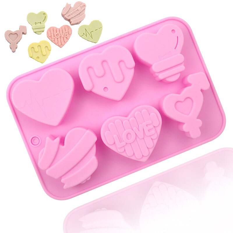 3D Heart Shape Soap Molds, Silicone Molds, 6 Cavity Heart Shape Silicone Mold for Handmade Soap, Bath Bombs, Cake Making
