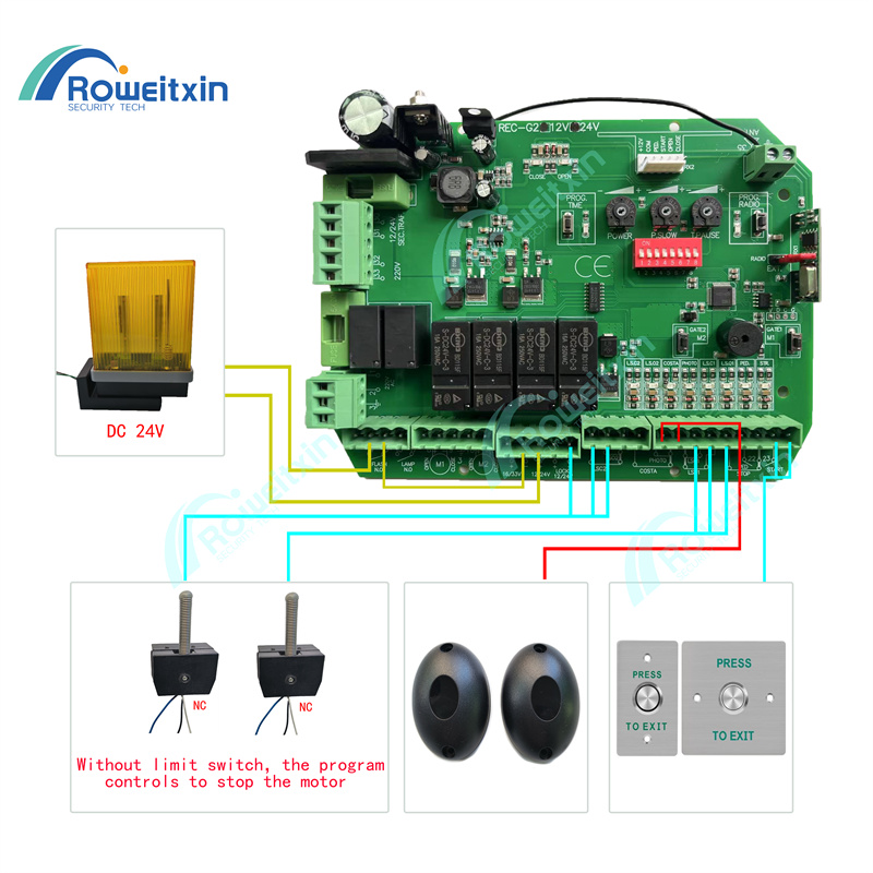 Placa de circuito de control de puerta oscilante/deslizante DC24V conectar con regulación de velocidad de motor dual y cierre automático de puerta