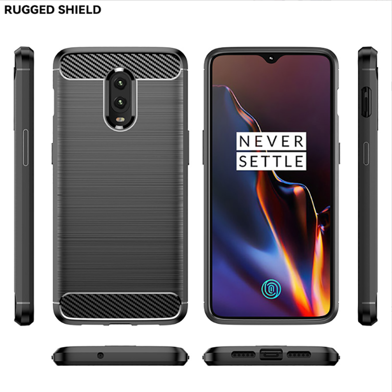 【Style fibre de carbone】 pour étui OnePlus 6 6T 7 7T 8 8T Pro, housse antichoc hybride en Silicone TPU, Coque arrière mate anti-rayures