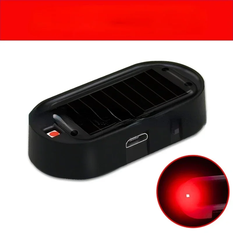 Luz de seguridad falsa para coche, alarma simulada alimentada por energía Solar, advertencia inalámbrica, lámpara de precaución antirrobo, LED de imitación intermitente: Blanco frío