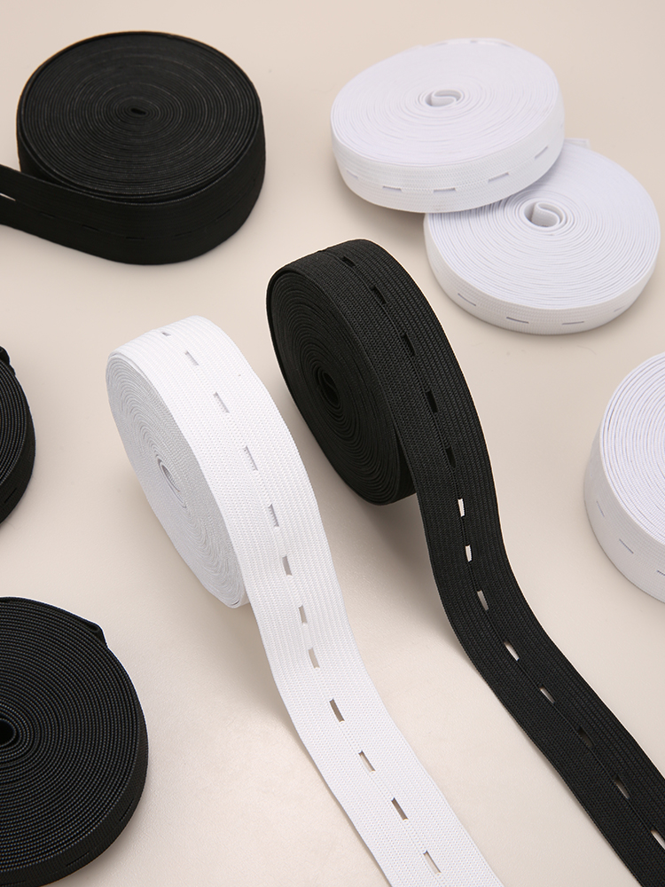 Cinturón elástico con agujero de botón de 5m, cinturón elástico con agujero de botón trenzado, cinturón elástico, accesorios de ropa de costura DIY