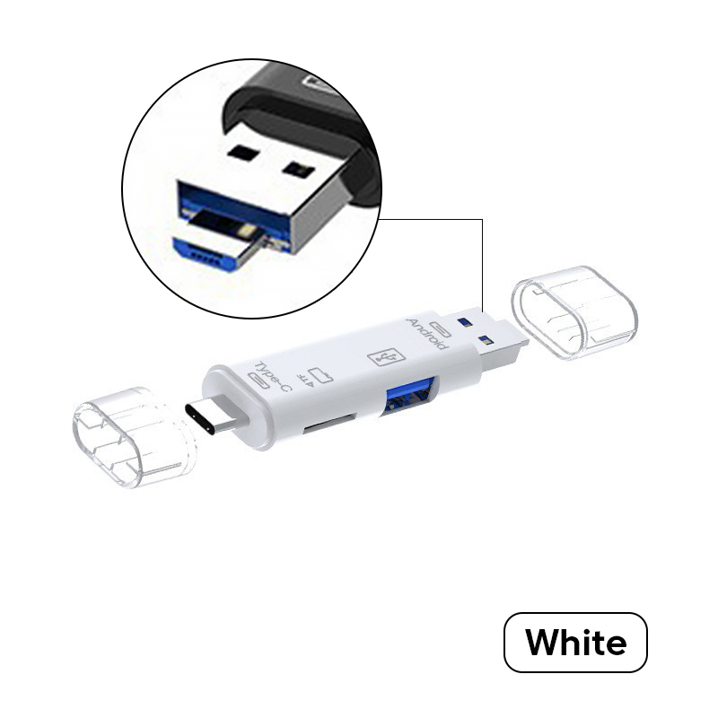 Czytnik kart 6 w 1 USB 3.0 typu C na SD Micro TF Adapter kart pamięci SD do laptopa Akcesoria OTG Flash Drive Smart Cardreader: Lawenda