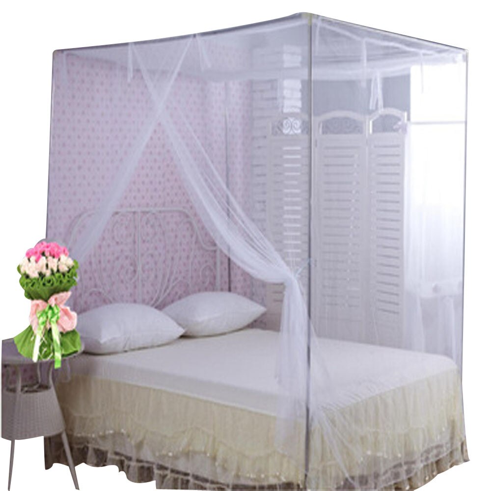 Fast ! 150x200cm Rectangle Mosquito net bed Polyester Student Sleeping Curtain Bed Canopy Net Full Queen King Size Net: White