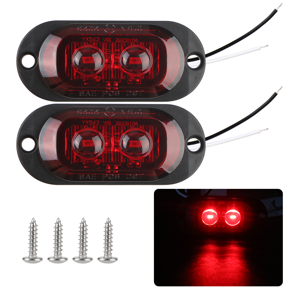 Luces LED de señalización para coche, lámpara lateral de 2 piezas, 12V-24V, indicador de luces traseras para remolque: Rojo