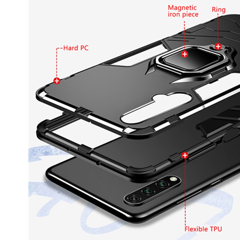 Capa de silicone com suporte de anel para huawei mate 20x, capa protetora de celular à prova de choque
