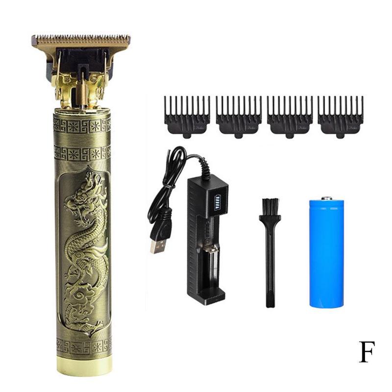 T skallet hårklipper oppladbar trimmer barbering årgang menn kutter trådløs t-outliner barbermaskin frisør maskin b  p9 f 3: F